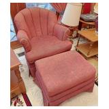 Upholstered chair with ottoman