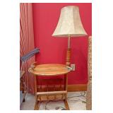 Magazine rack in table with built-in lamp