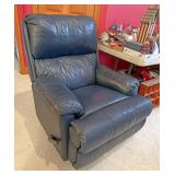 Blue leather recliner