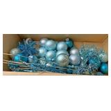 Teal Christmas bulbs with decor
