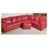 Leather couch with ottoman