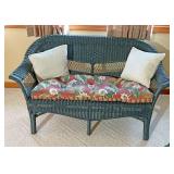Wicker loveseat with cushion