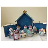 Nine piece Winter Village snowman