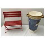 Bench and snowman vase