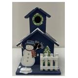 Blue snowman birdhouse