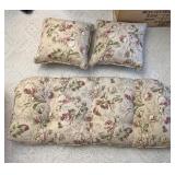 Love seat cushion and two pillows