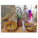 Artificial plant and 2 hanging baskets
