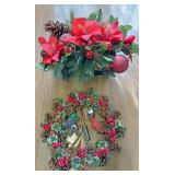 Christmas decor and bird wreath