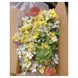 Large box of artificial flowers