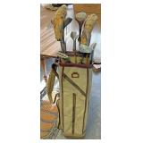 Retro golf bag and clubs