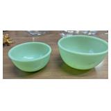 2 jadeite fire king bowls