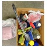 Car cleaning supplies and towels