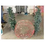 Christmas wreath and 2 3 foot Christmas trees