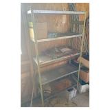 Five tiered metal shelf contents included