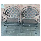 Two metal outdoor chairs
