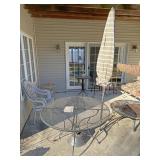 Metal outdoor table with umbrella