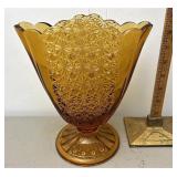 Fenton Daisy and button Amber Van vase