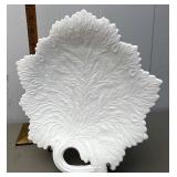 Milk glass leaf dish