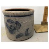 Rowe pottery Blue decorated crock