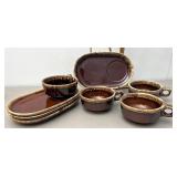Hull Pottery Brown drip trays and soup bowl set