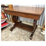 28 x 38 harp base pedestal table with drawer