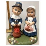 Handpainted ceramic pilgrims with base