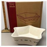 Longaberger pottery traditional Holly star dish