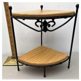 Longaberger wrought iron corner stand with wood