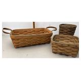 Longaberger baskets including small berry spoon