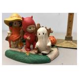 Handpainted ceramic trick-or-treaters
