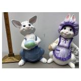 Handpainted ceramic Easter bunnies