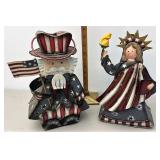 Metal Uncle Sam and Statue of Liberty