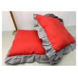 Red and gray pillows