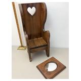 Wood bench and mirror