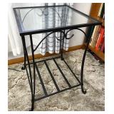 Wrought iron Longaberger end table with glass top