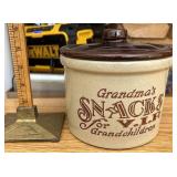 Grandmas snacks stoneware crock