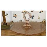 Pink depression glass serving tray