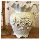 Pottery Floral pitcher