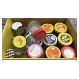 Box full of glass jars