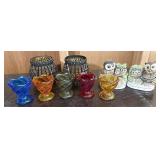 Miscellaneous glassware and candleholders