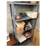 Five tiered metal shelf contents not included