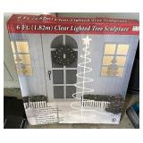 6 foot clear lighted tree sculpture