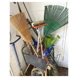 Gardening tools long handled tools and rack