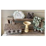 Outdoor decorations to include small bird bath