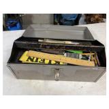 Metal toolbox with miscellaneous utensils