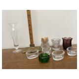 Glass toothpick holders and salt dips