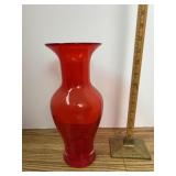 Red glass vase