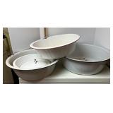 Large enamel ware bowls
