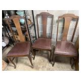 3 wooden chairs