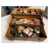 Vintage metal tacklebox with tackle and reels